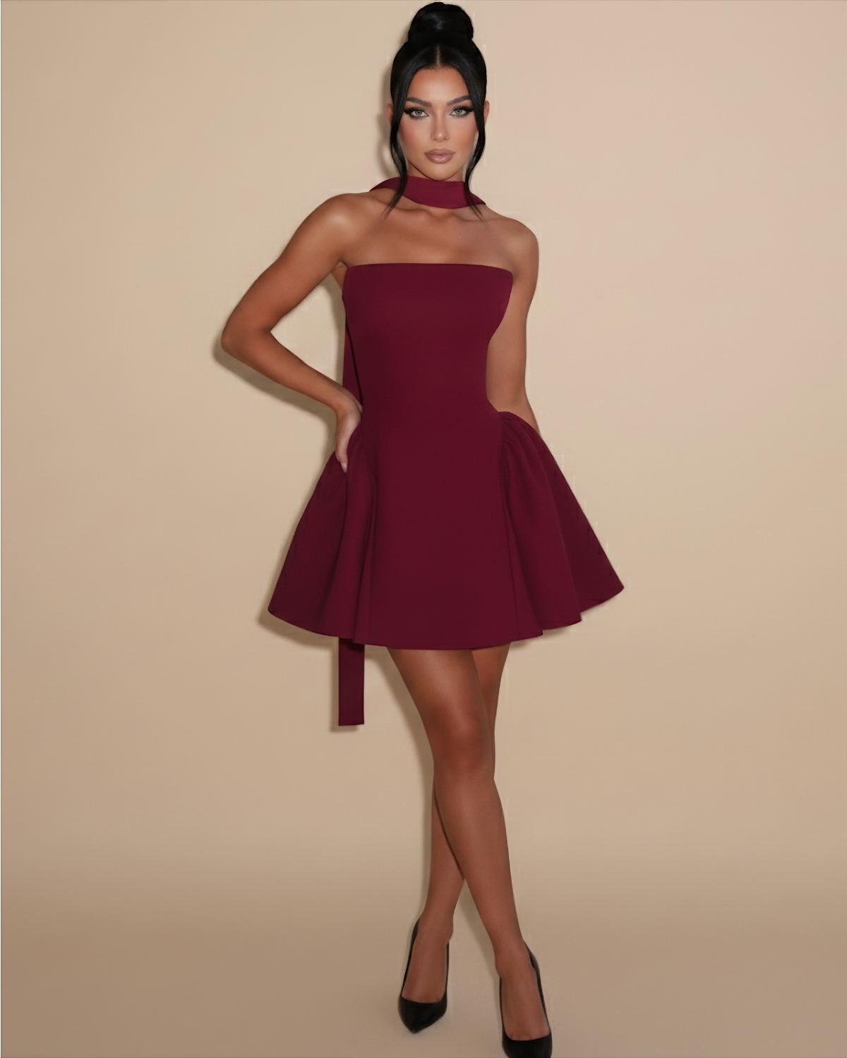 The Luna Mini Dress - Wine Red