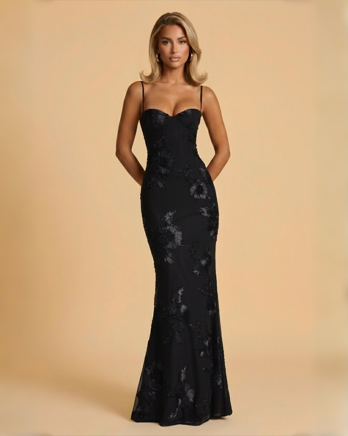 The Juliet Floral Maxi Dress - Black