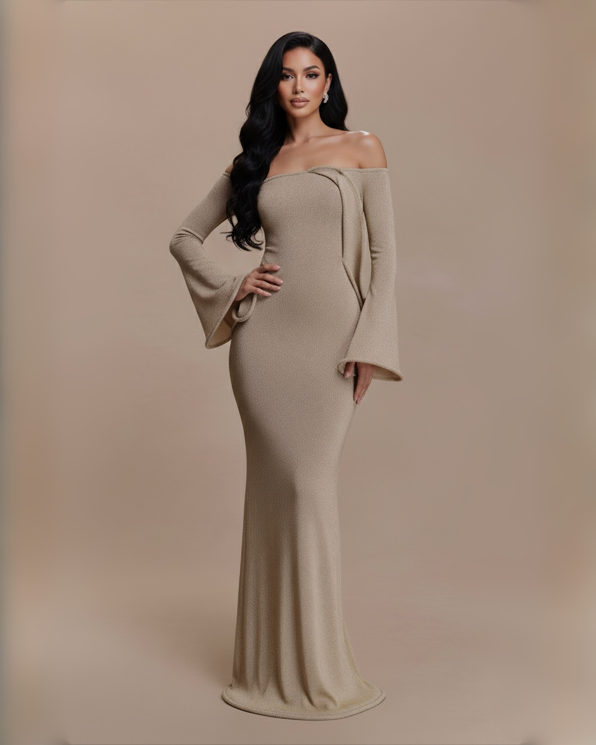The Navaeh Maxi Dress - Beige