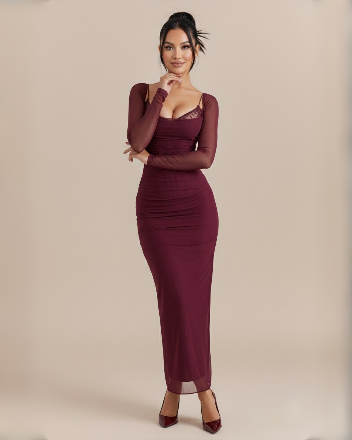 The Tamara Maxi Dress - Wine Red