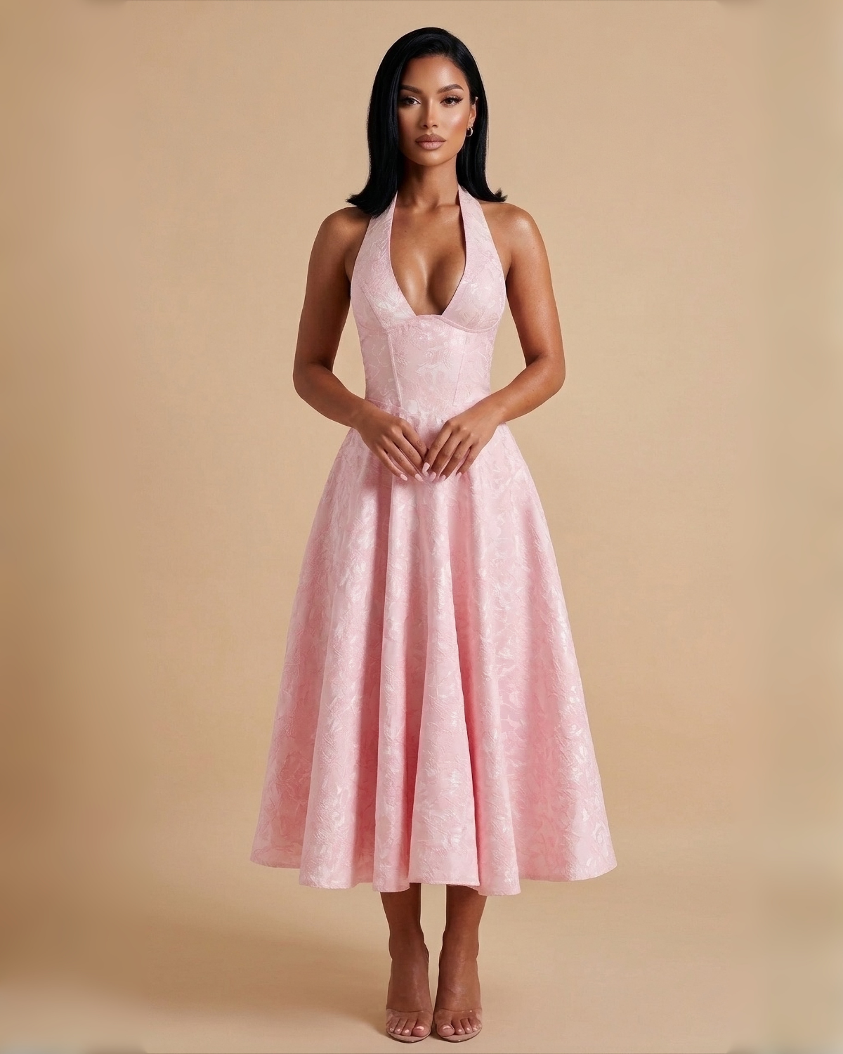 The Evelyn Midi Dress - Pink