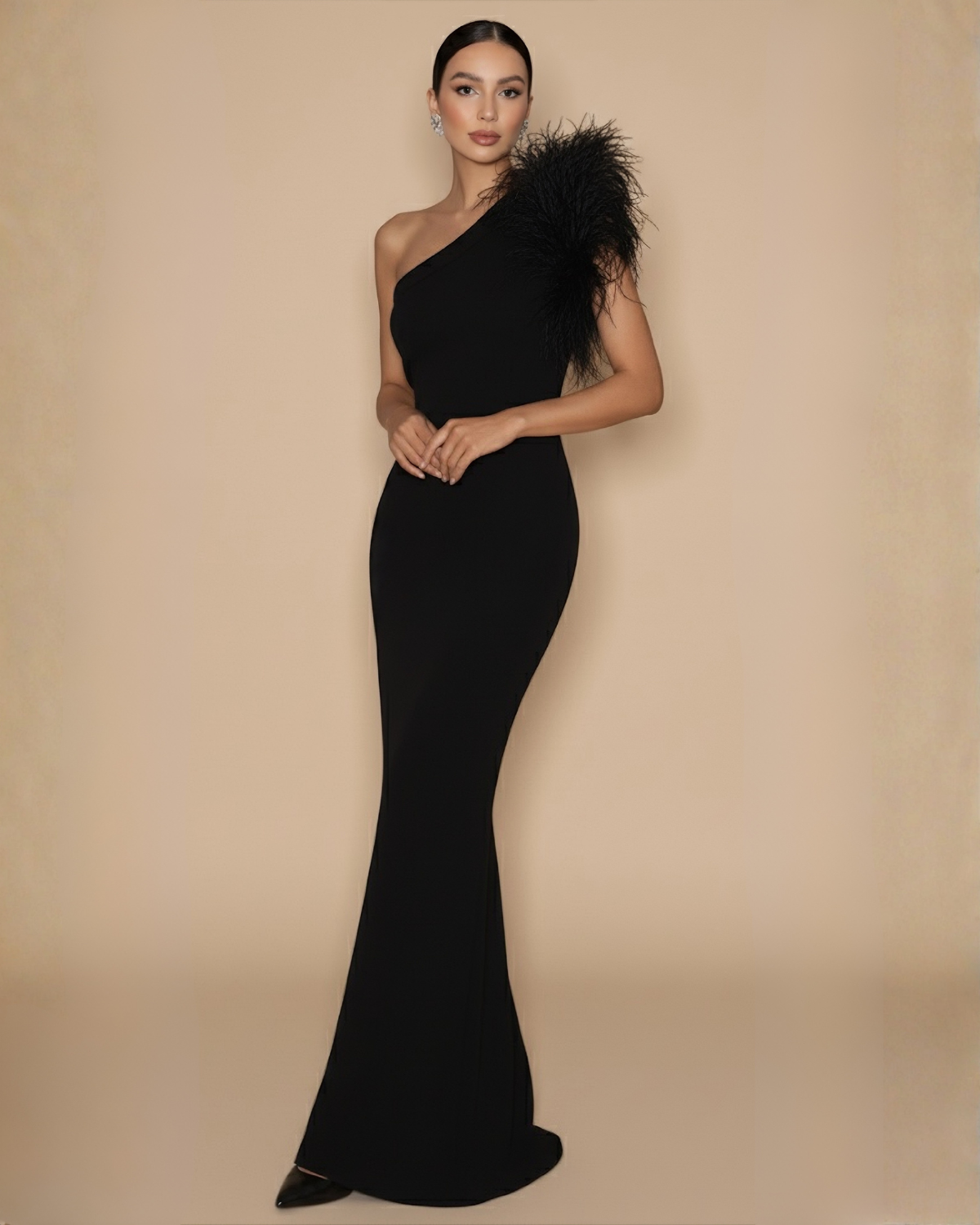 The Irina Feather Detail Maxi Dress