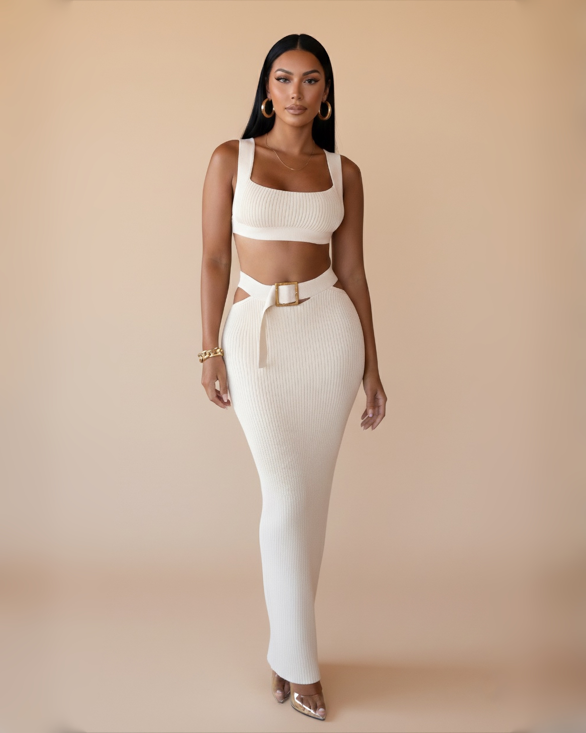 The Yara Maxi Skirt Set - Cream