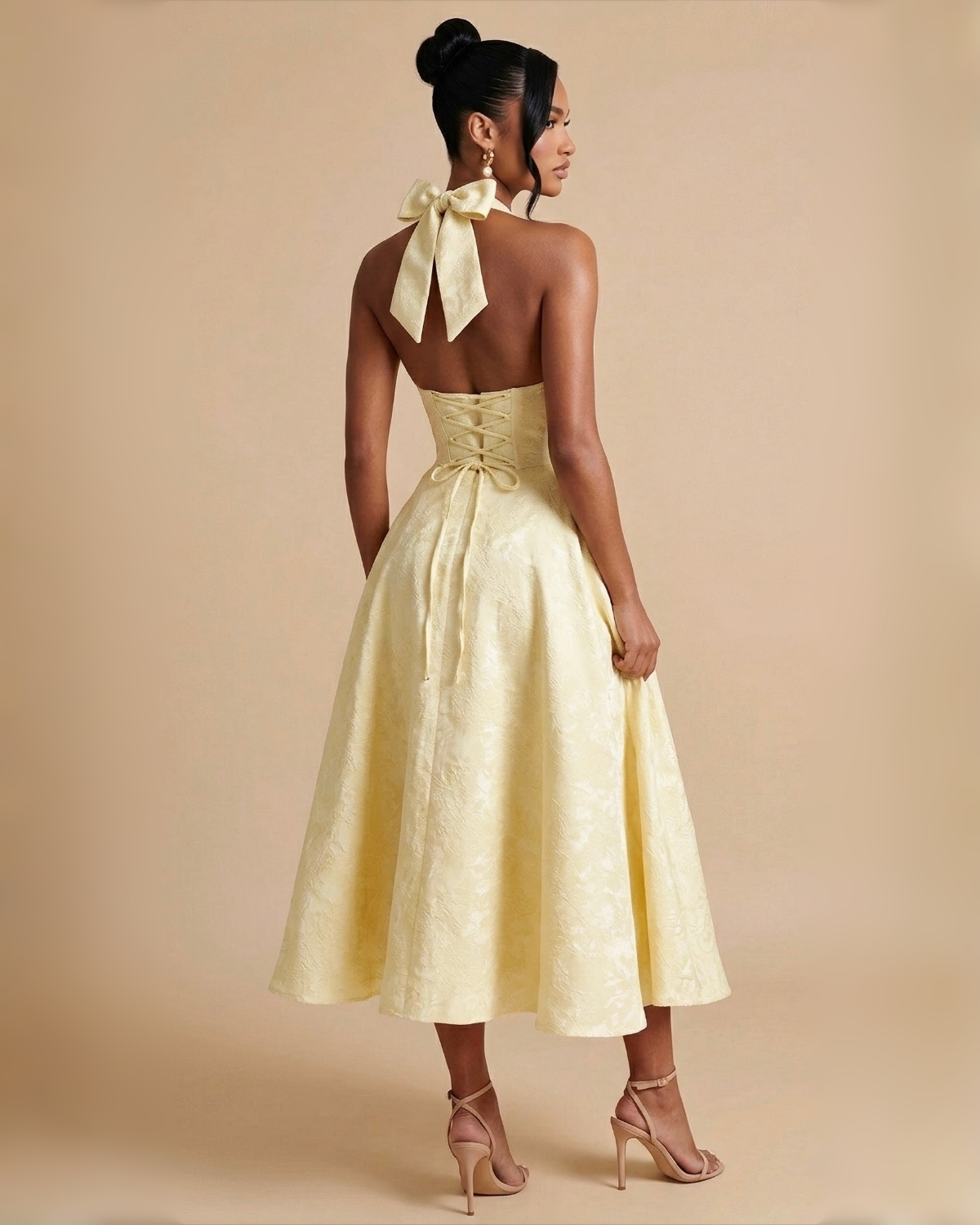 The Evelyn Midi Dress - Yellow