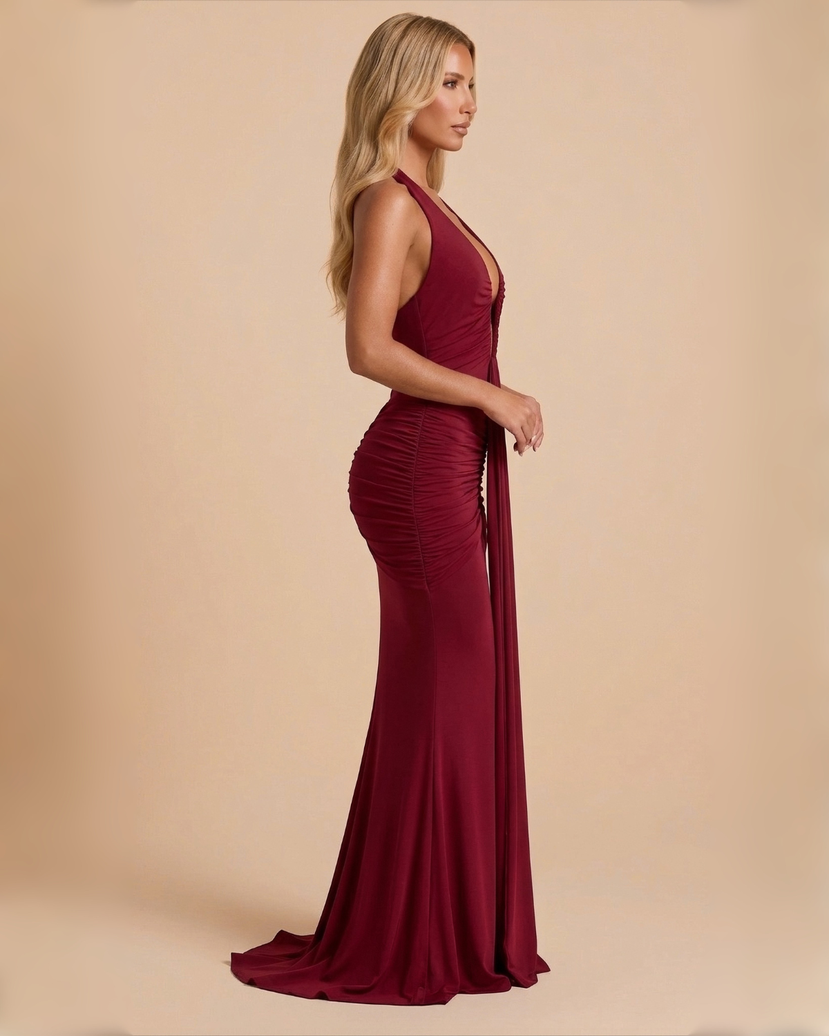 The Angelica Maxi Dress - Cherry Red