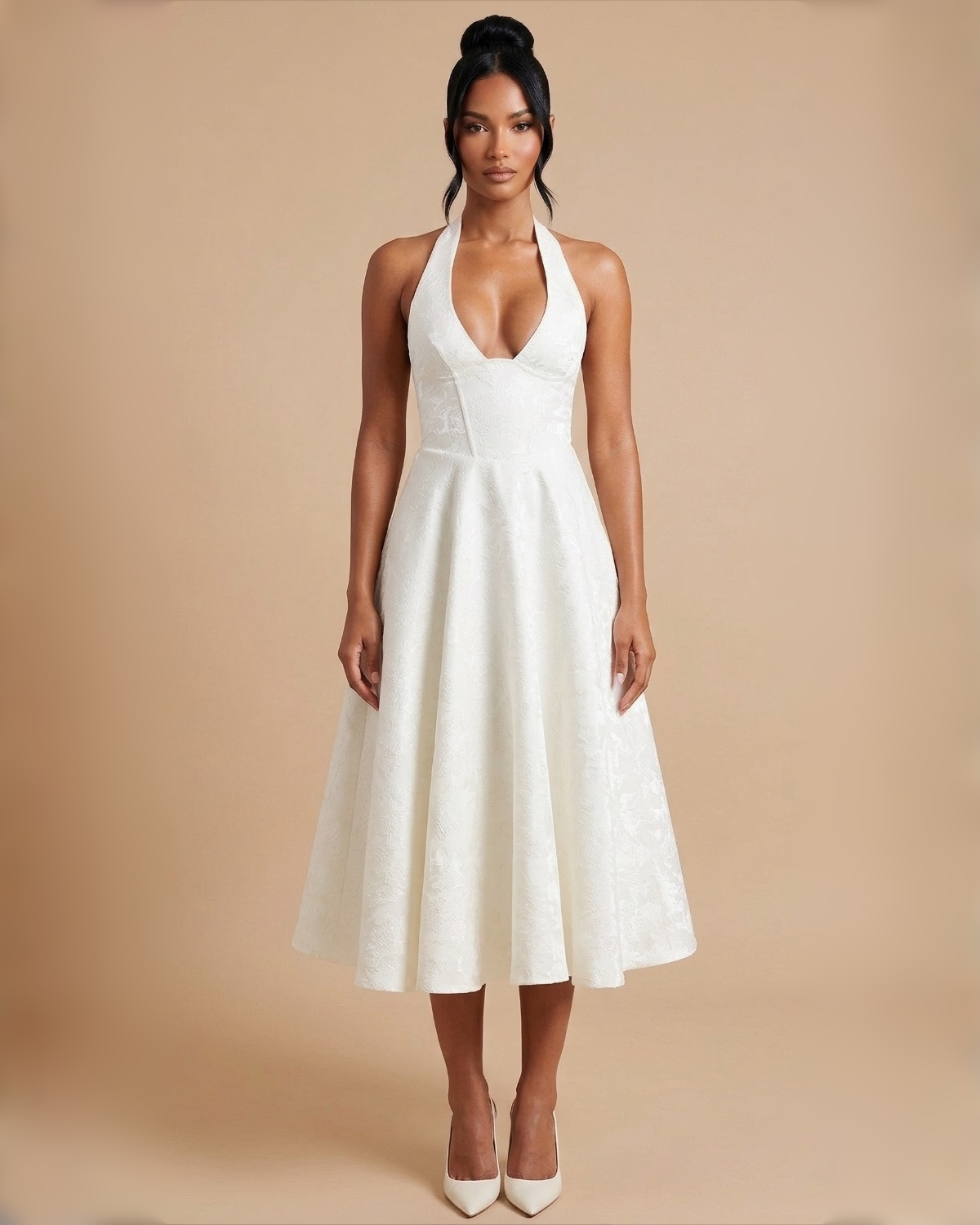 The Evelyn Midi Dress - White