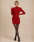 The Aurora Long Sleeve Mini Dress - Red