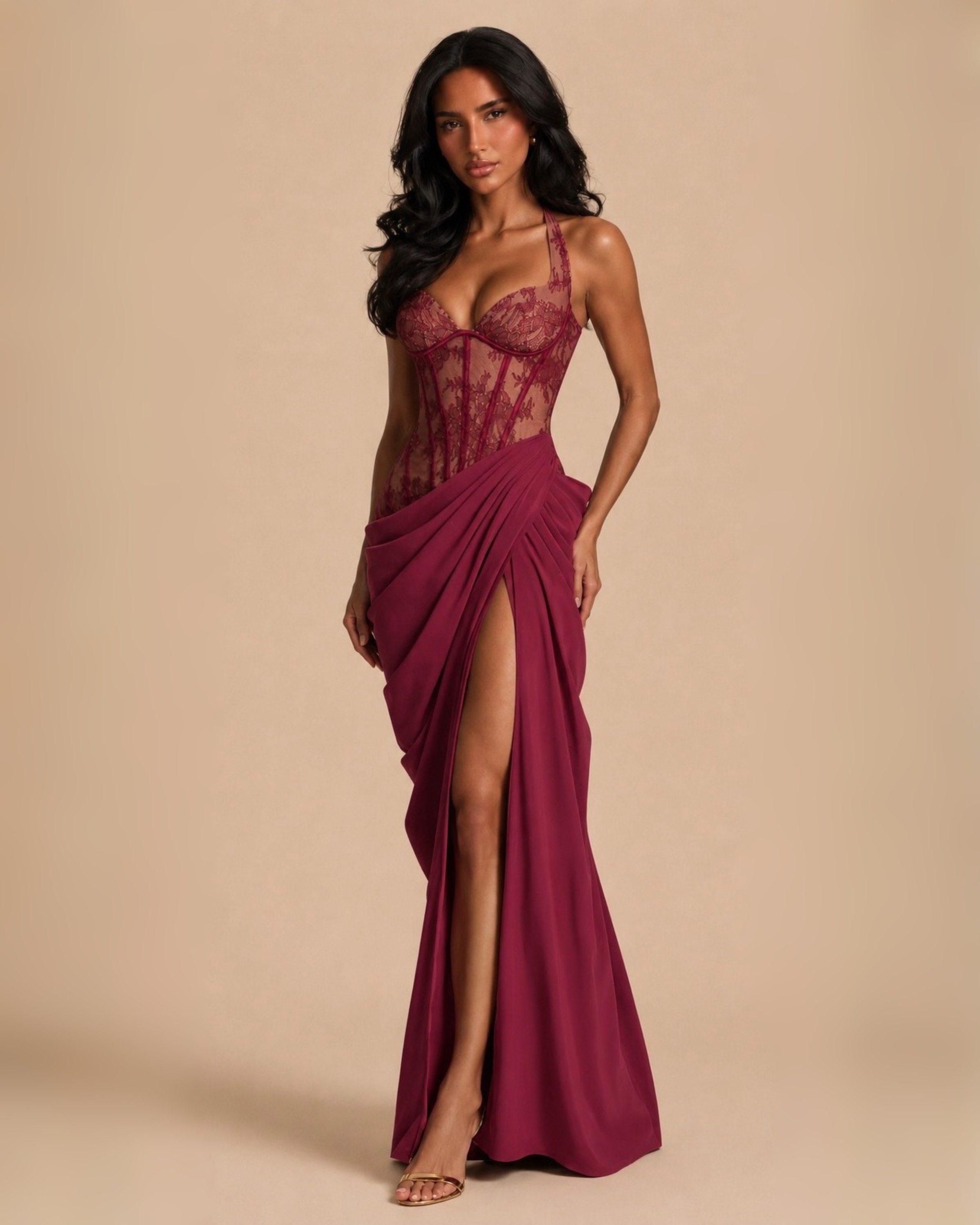 The Signora Maxi Dress - Magenta Red
