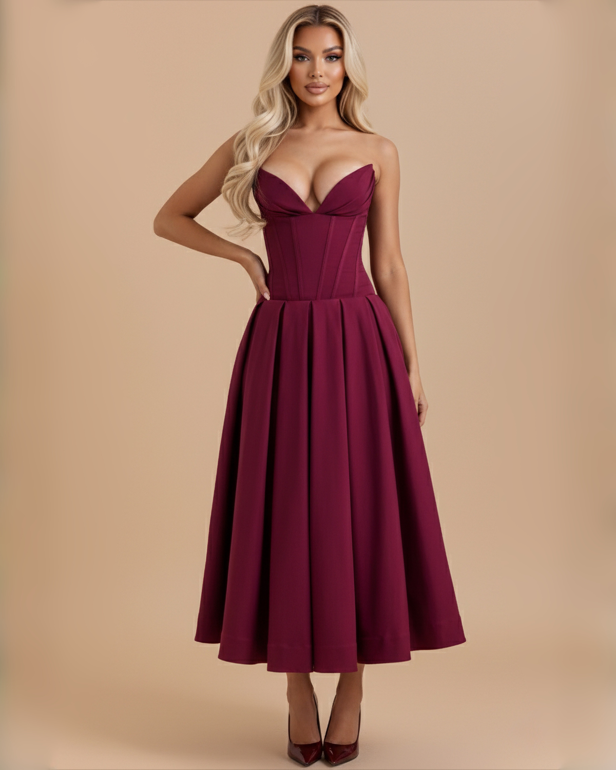 The Josephine Maxi Dress - Wine