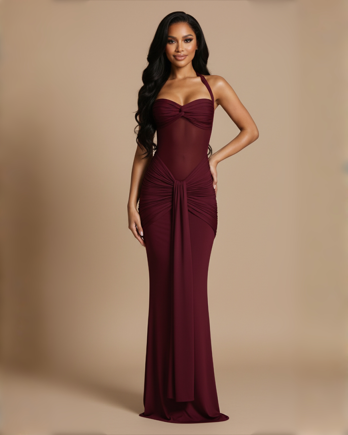 The Sienna Maxi Dress - Wine Red