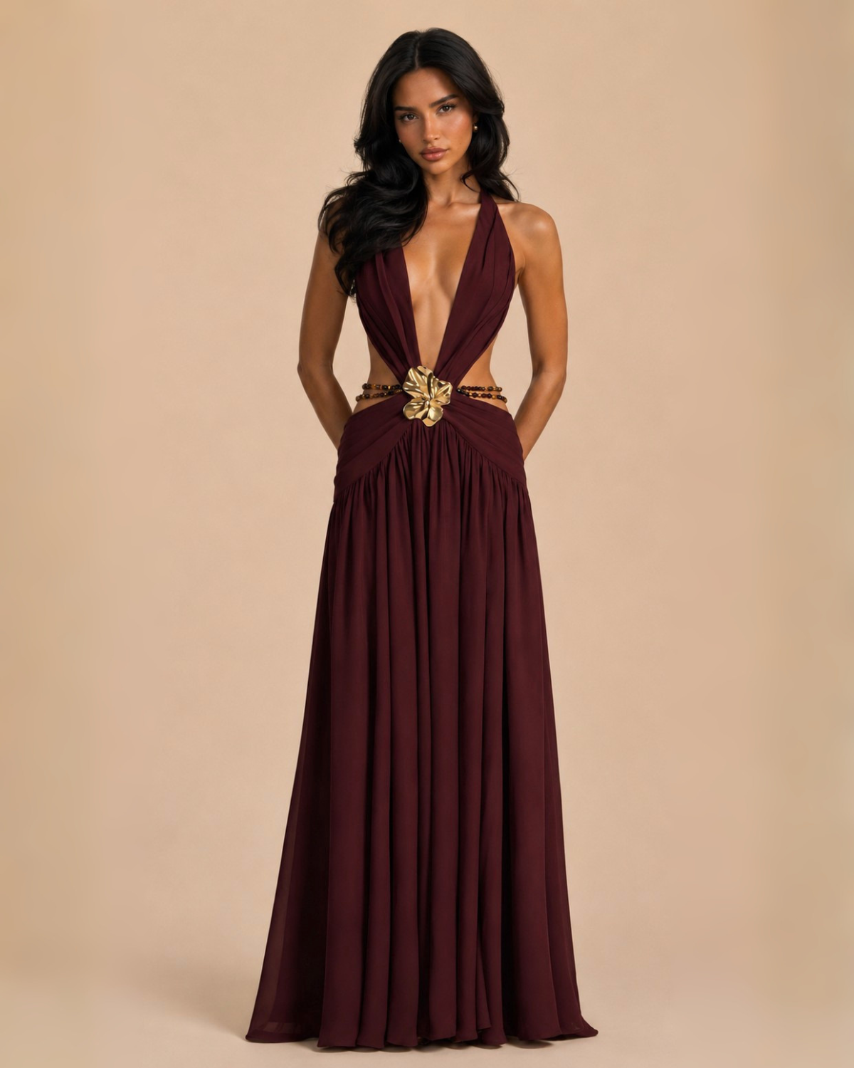 The Alula Maxi Dress - Wine Red