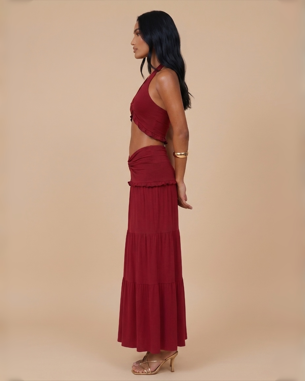 The Lyra Maxi Skirt Set - Red