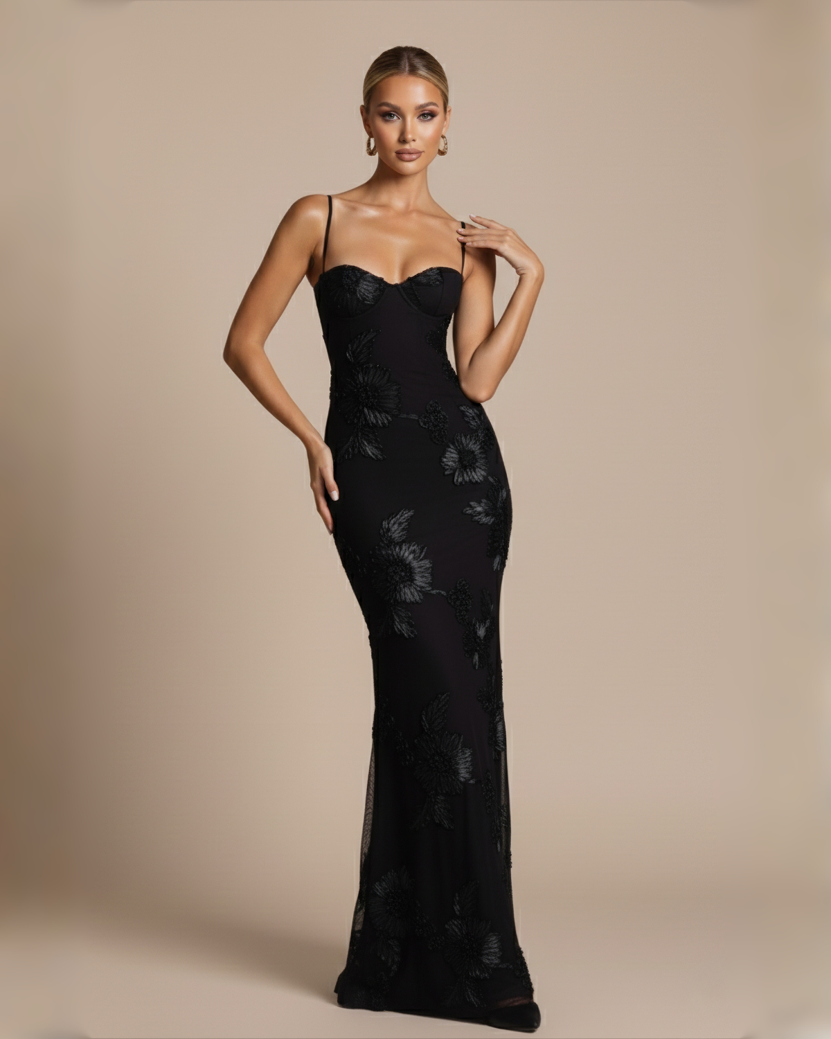 The Juliet Floral Maxi Dress - Black