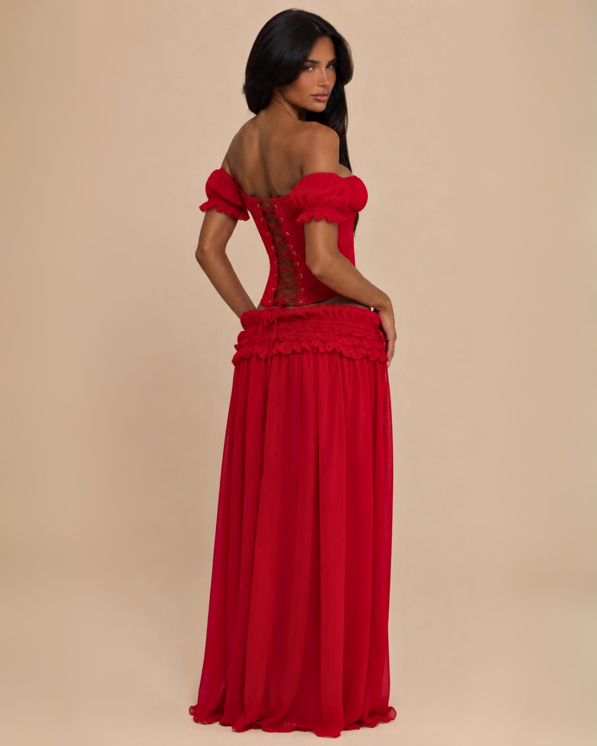 The Lunetta Maxi Skirt Set - Red