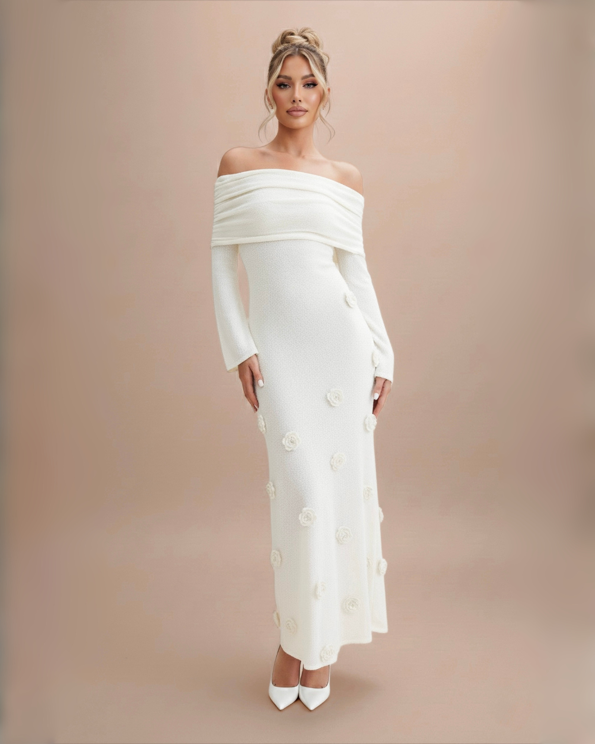 The Solaine Maxi Dress - White