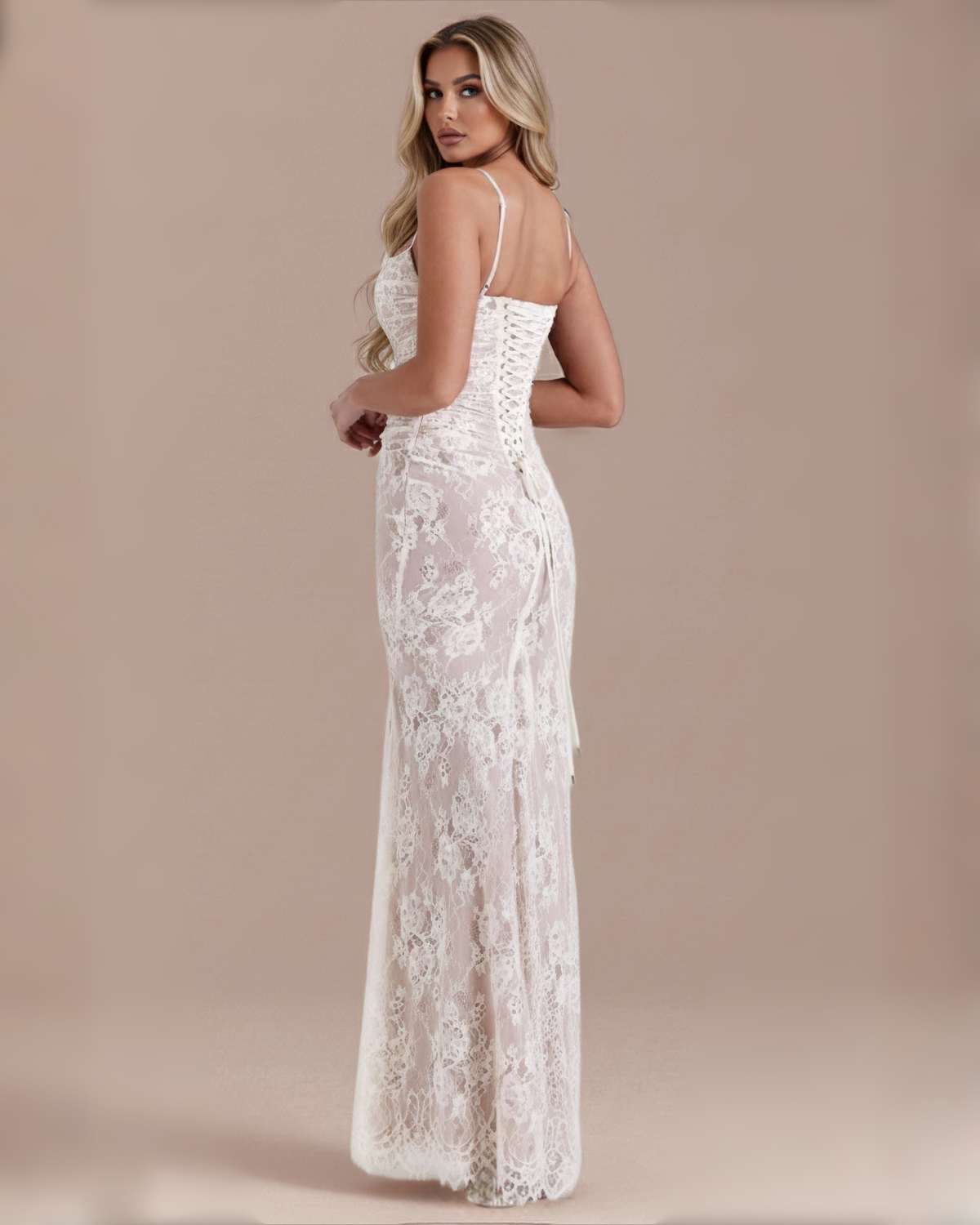 The Hermione Lace Maxi Dress - White