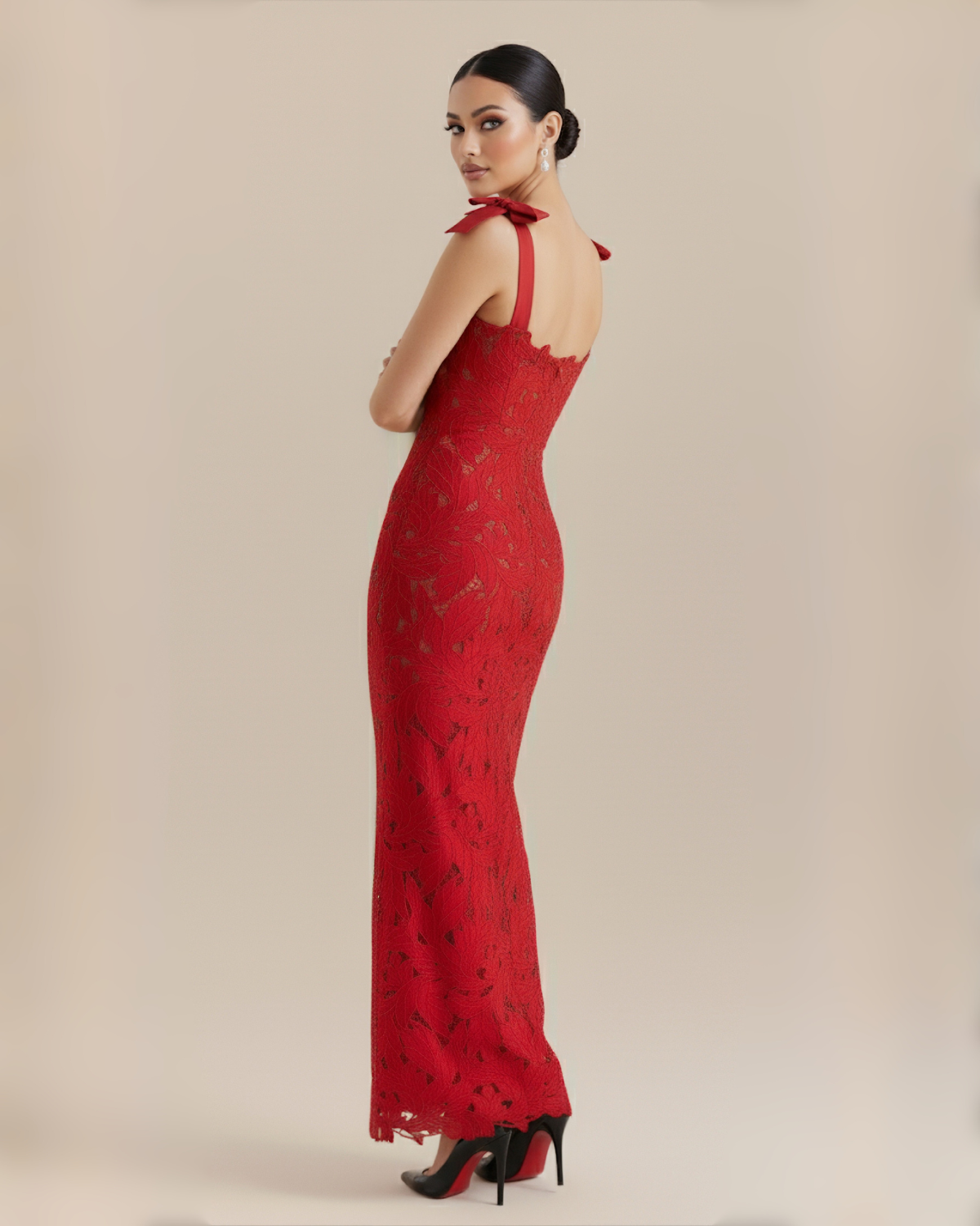 The Johanna Bow Detail Maxi Dress - Red