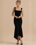 The Liliana Lace Corset Midi Dress - Black