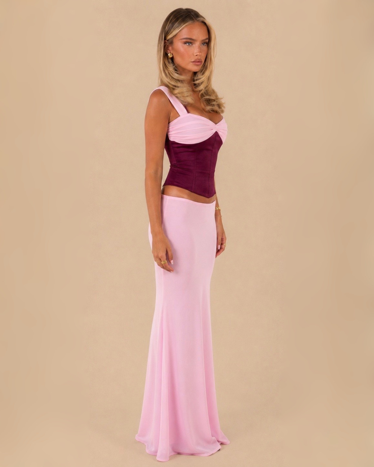 The Livvy Maxi Skirt Set - Pink