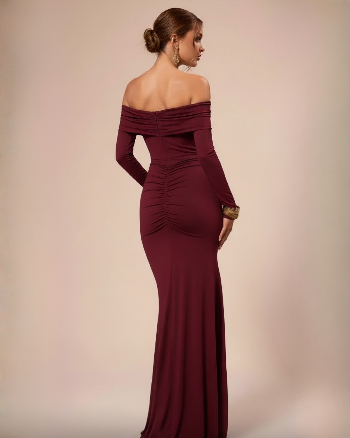 The Margot Off-Shoulder Maxi Dress - Wine Red