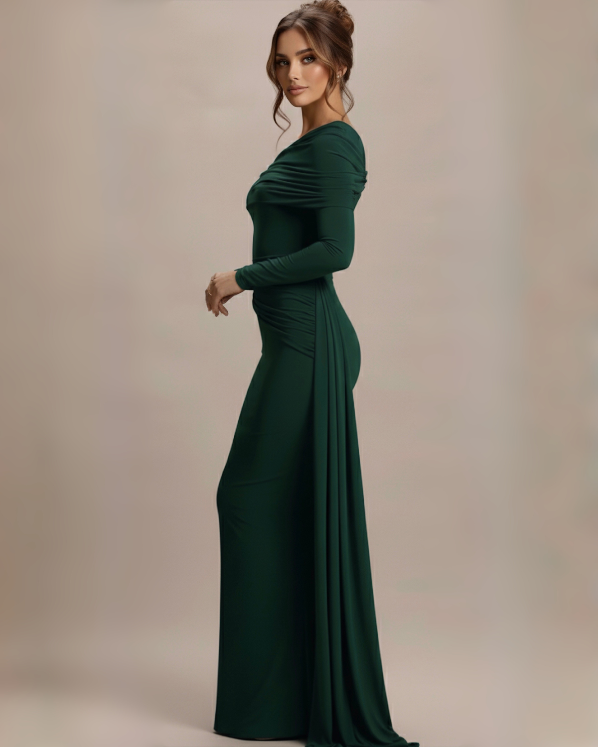 The Mona Long Sleeve Maxi Dress - Emerald Green