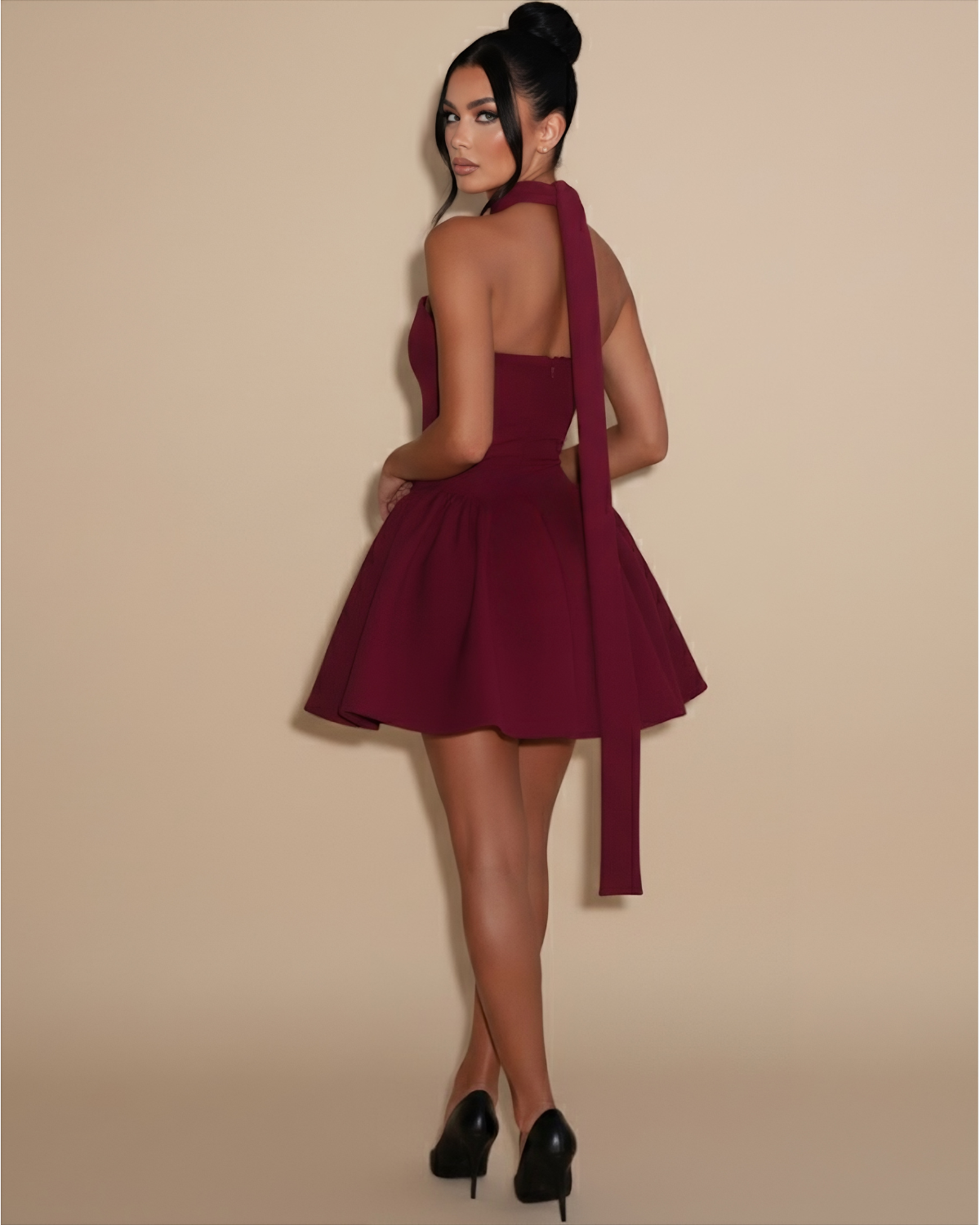 The Luna Mini Dress - Wine Red