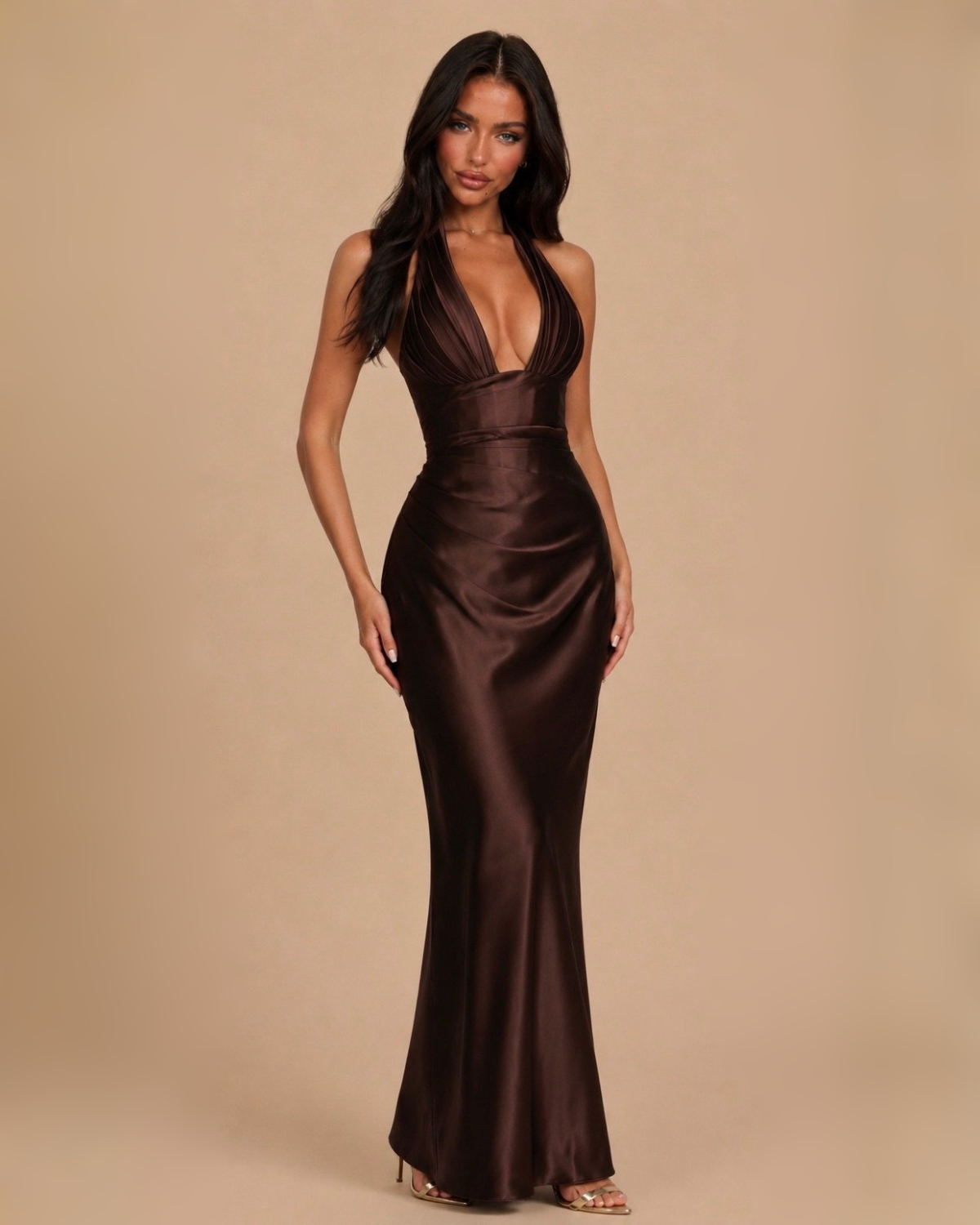 The Mabella Maxi Dress - Brown
