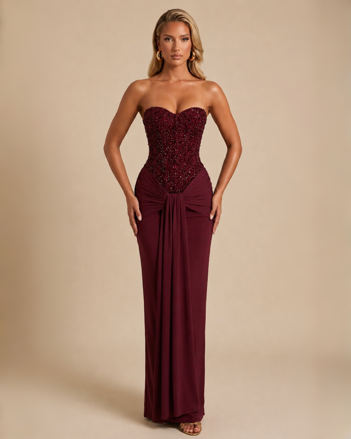 The Arabella Maxi Dress - Wine Red