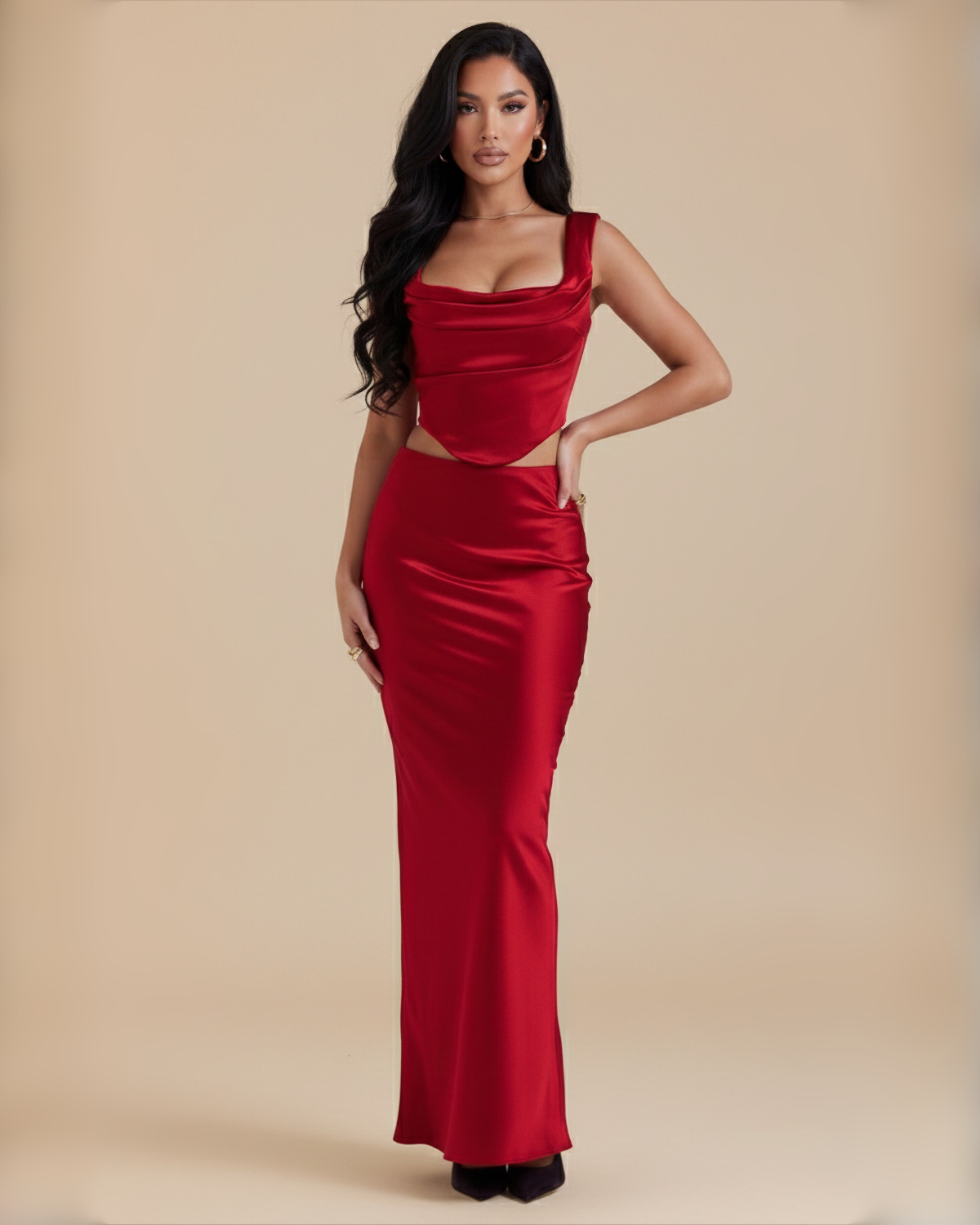 The Monroe Maxi Skirt Set - Red