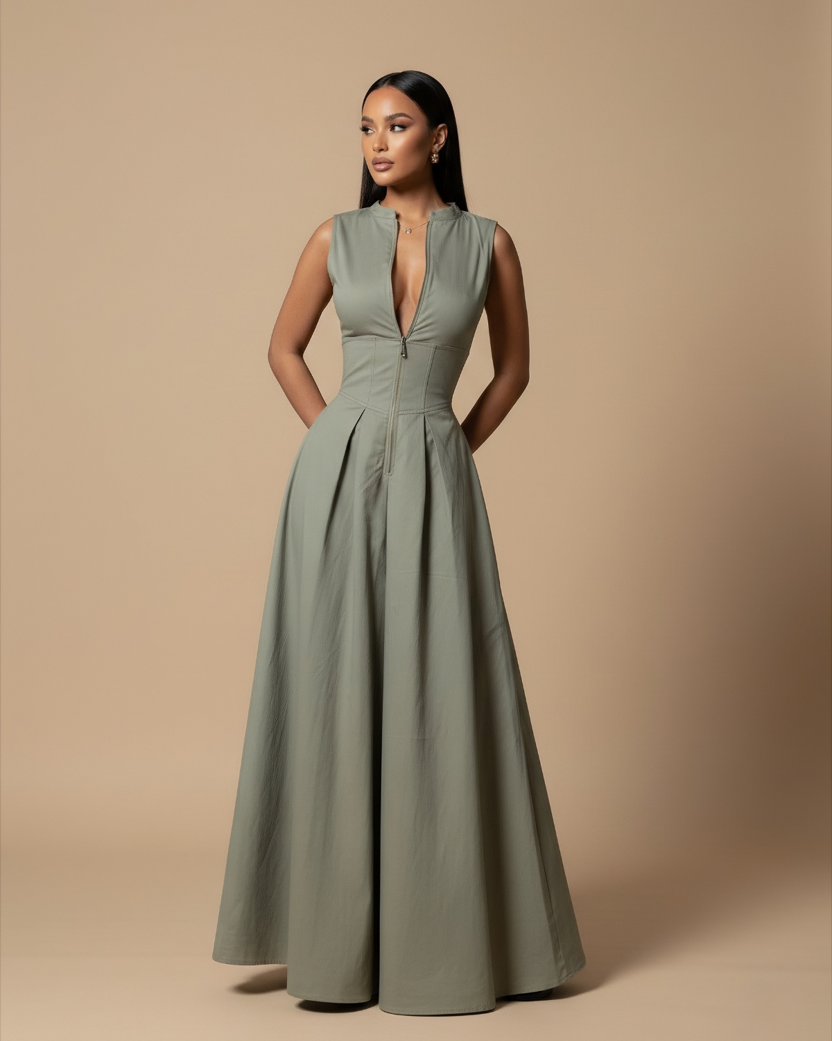 The Rona Maxi Dress - Khaki