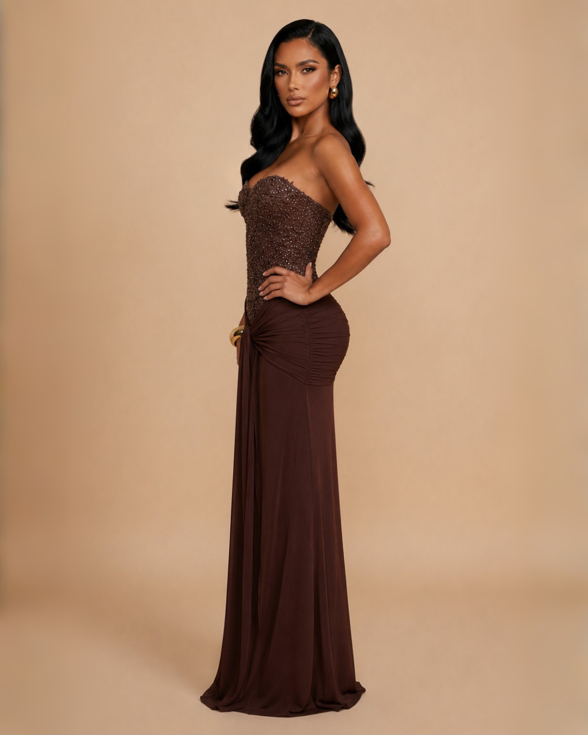 The Arabella Maxi Dress - Brown
