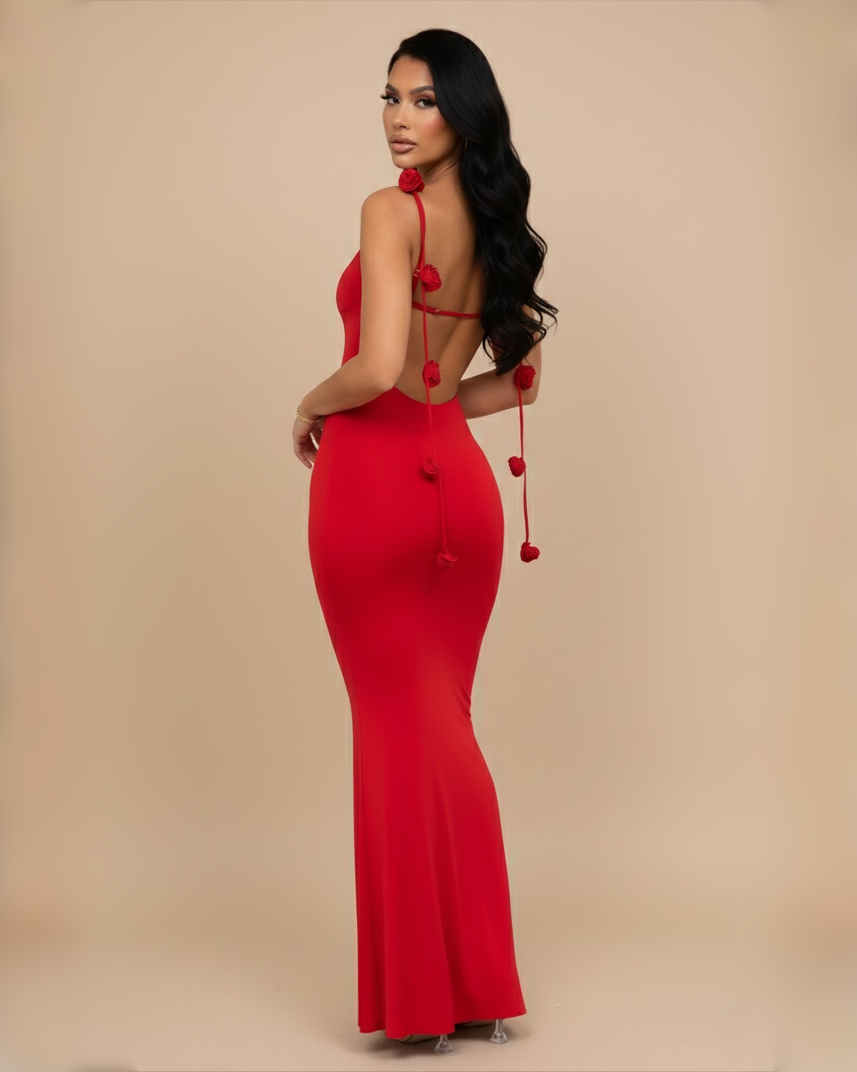 The Ayana Rose Maxi Dress - Red