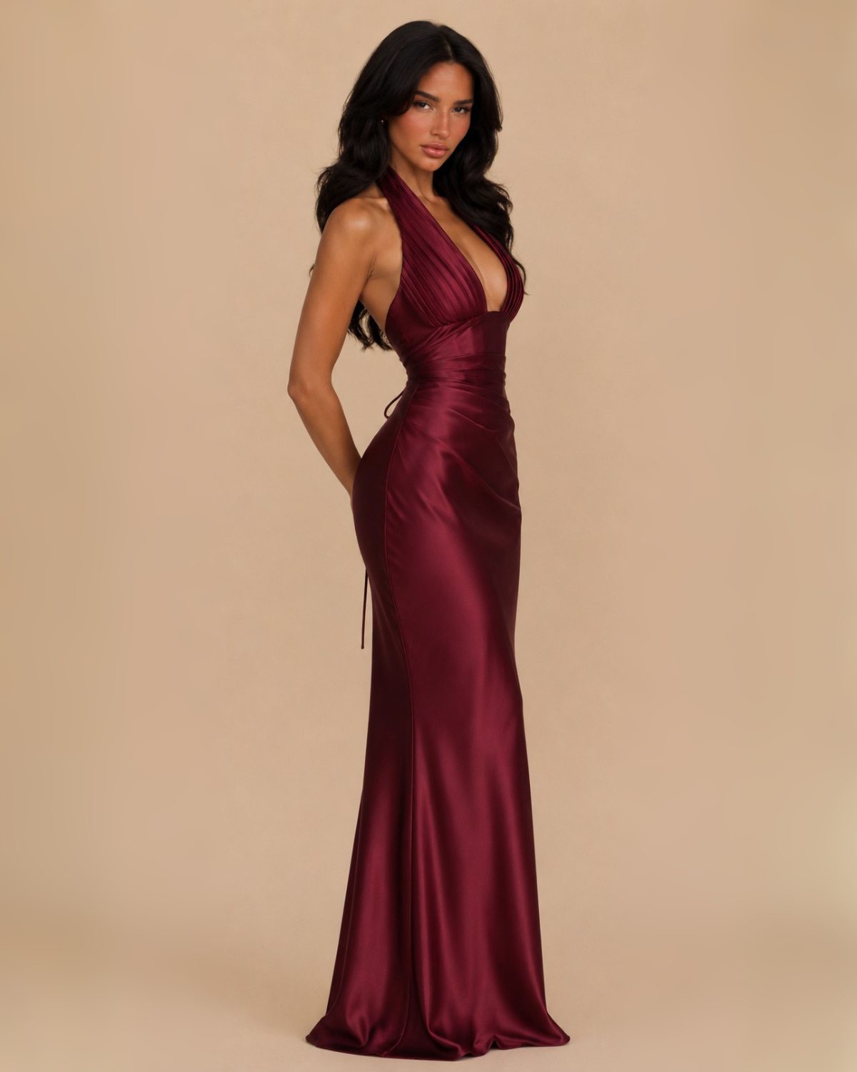 The Mabella Maxi Dress - Wine Red