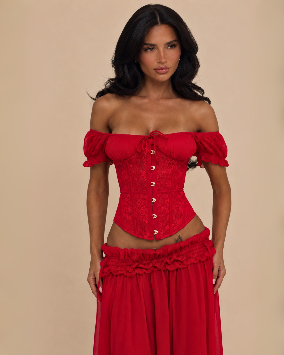 The Lunetta Maxi Skirt Set - Red