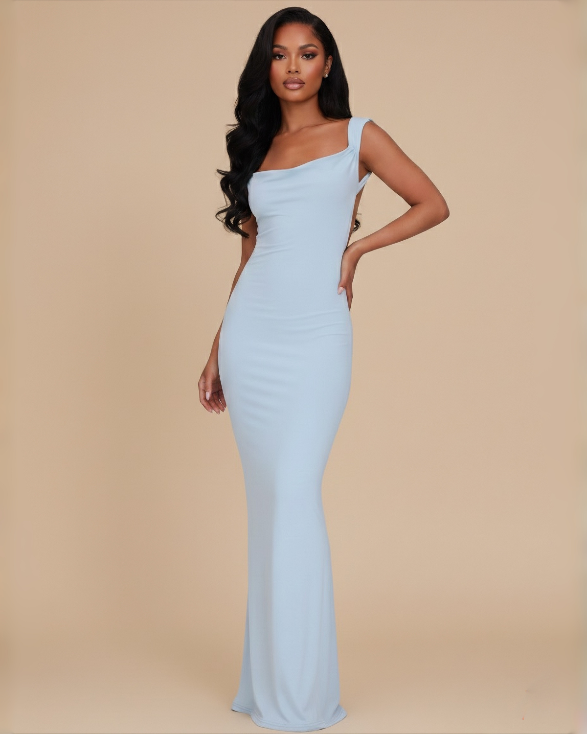 The Noèmie Bow Maxi Dress - Baby Blue