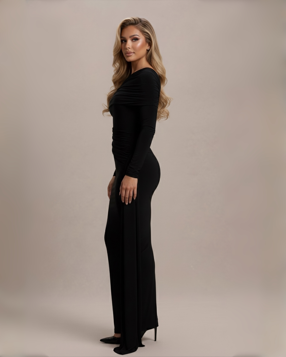 The Mona Long Sleeve Maxi Dress - Dark Navy