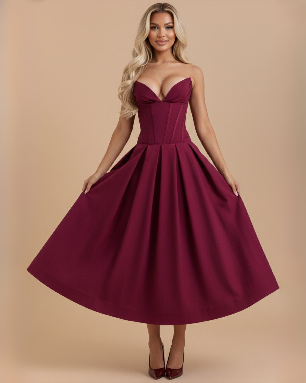 The Josephine Maxi Dress - Wine
