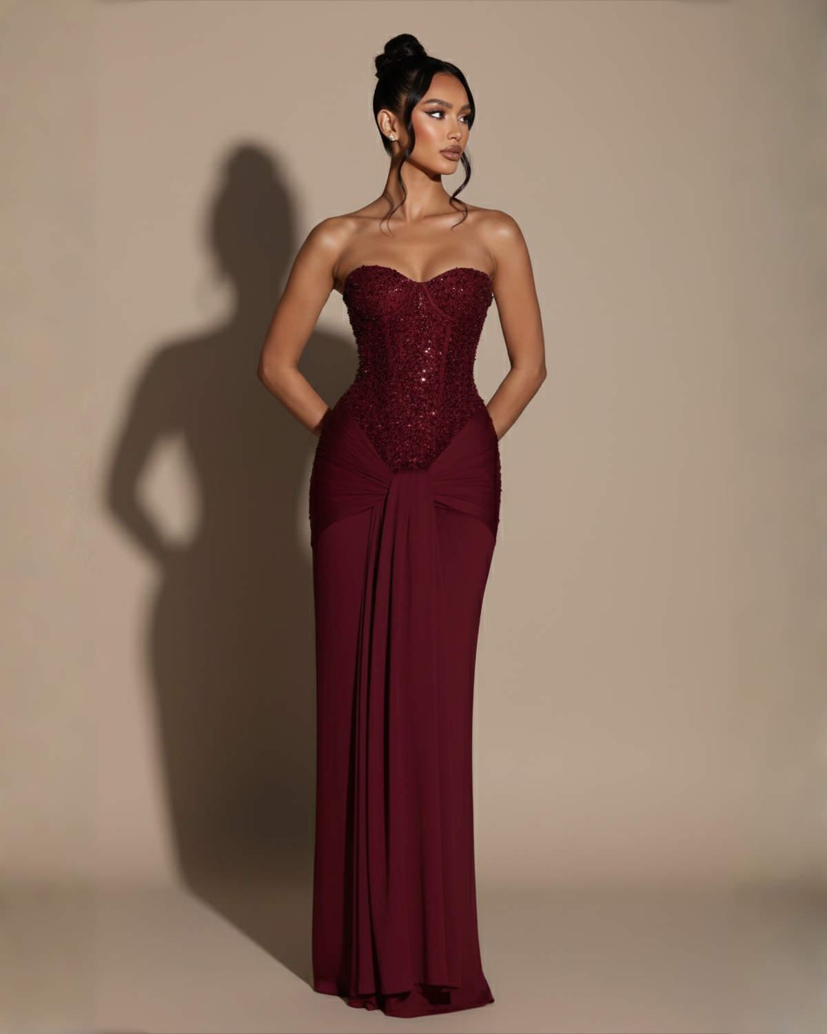 The Arabella Maxi Dress - Wine Red
