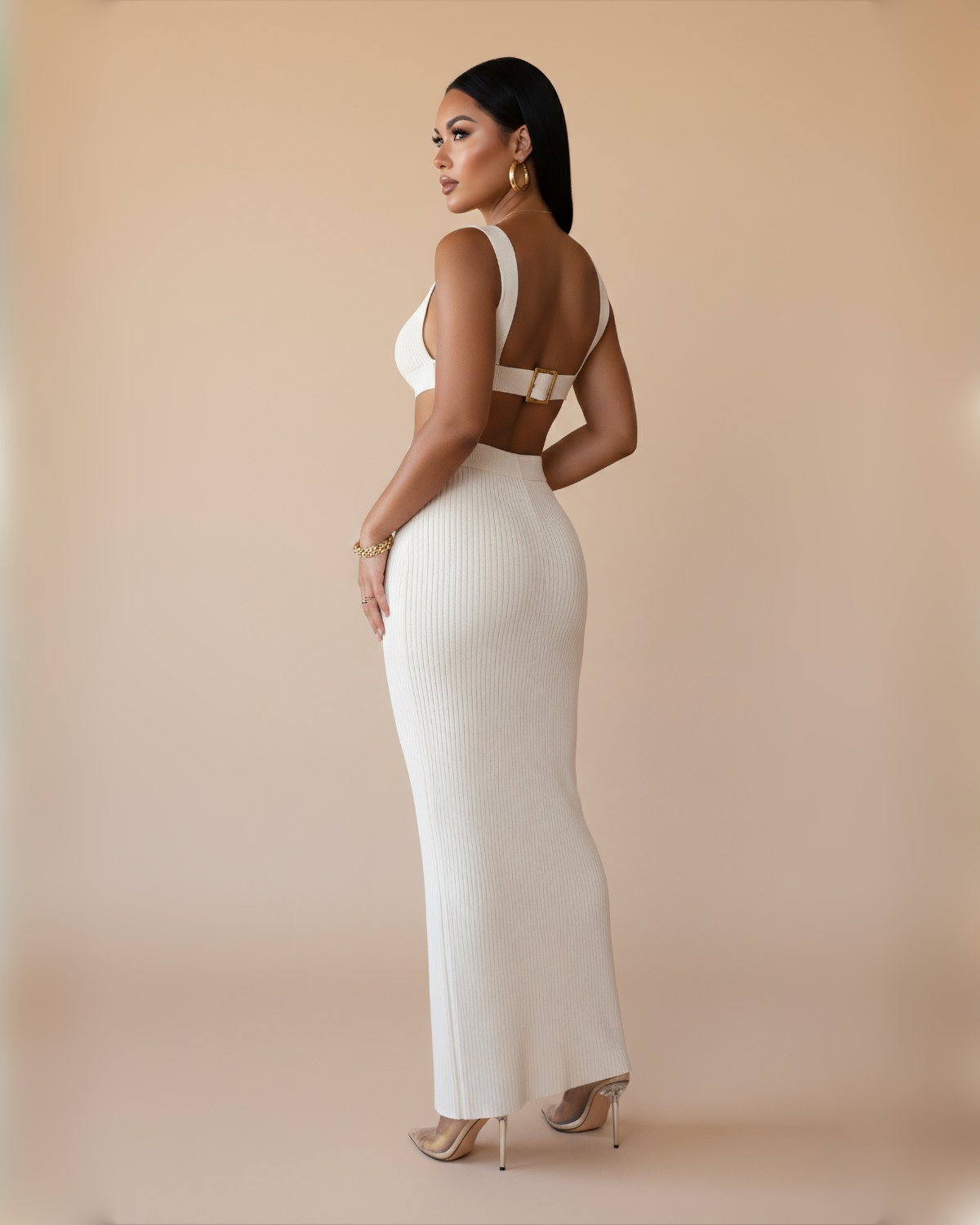 The Yara Maxi Skirt Set - Cream