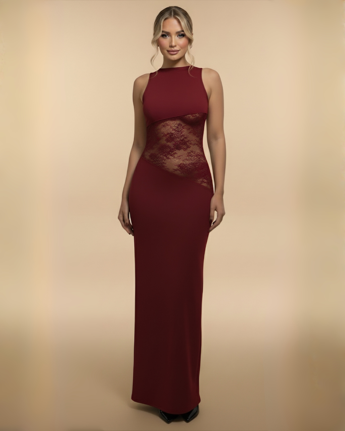 The Raven Lace Maxi Dress - Red