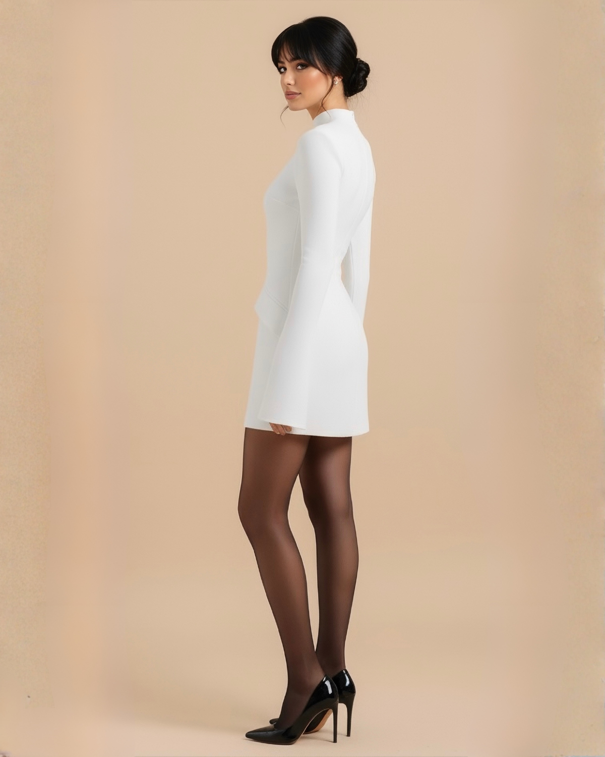 The Aurora Long Sleeve Mini Dress - White