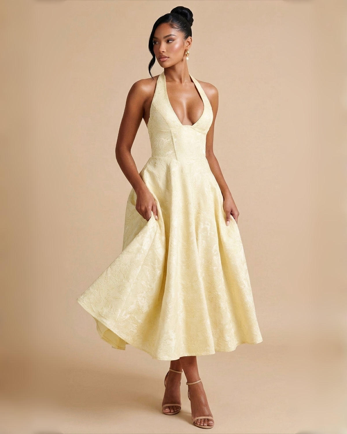 The Evelyn Midi Dress - Yellow