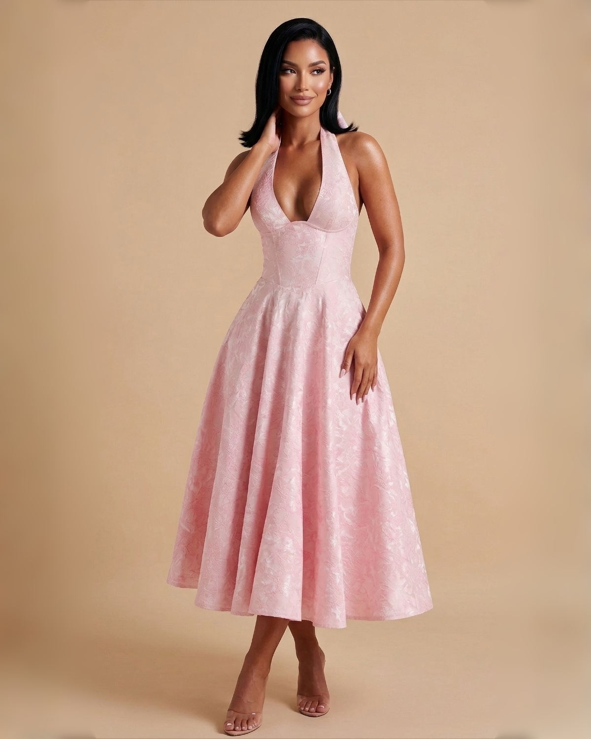 The Evelyn Midi Dress - Pink