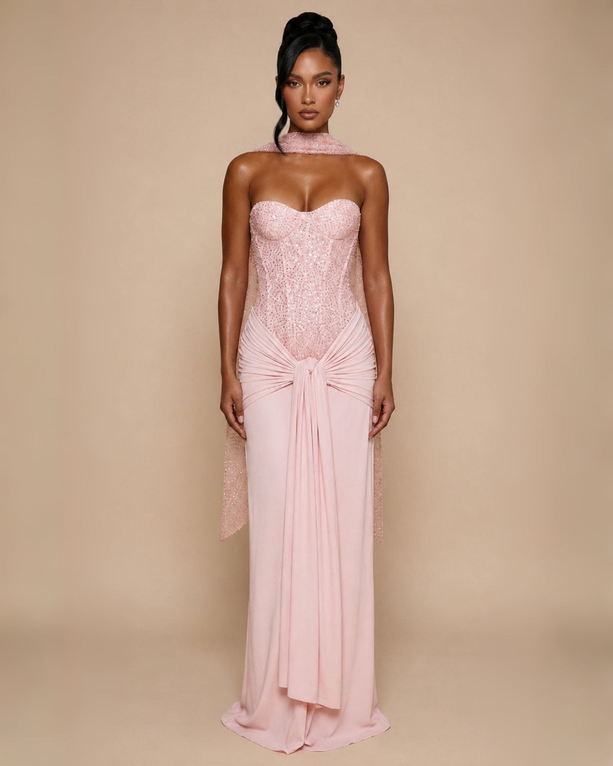 The Arabella Maxi Dress - Baby Pink