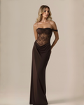 The Victoria Lace Maxi Dress - Brown