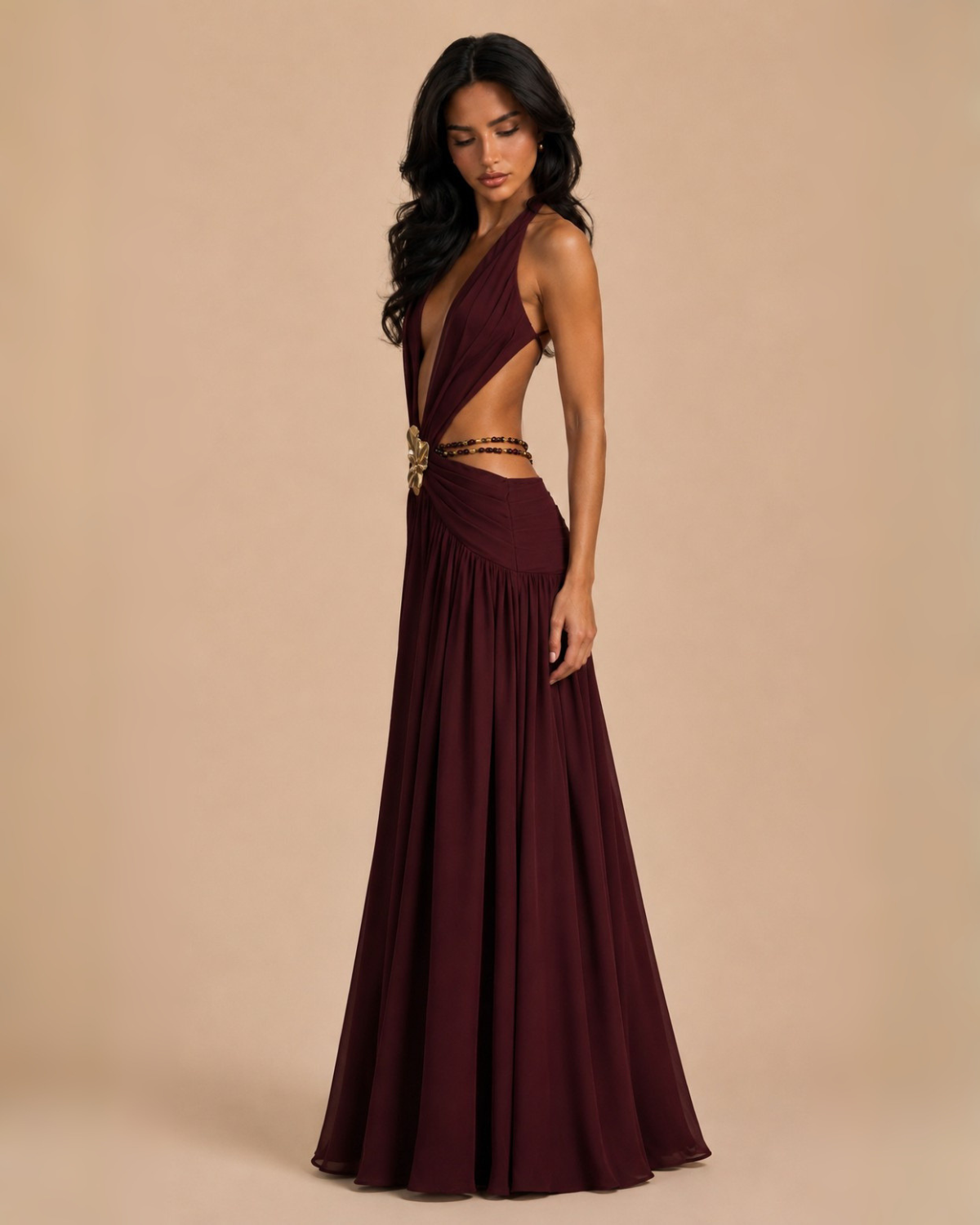 The Alula Maxi Dress - Wine Red