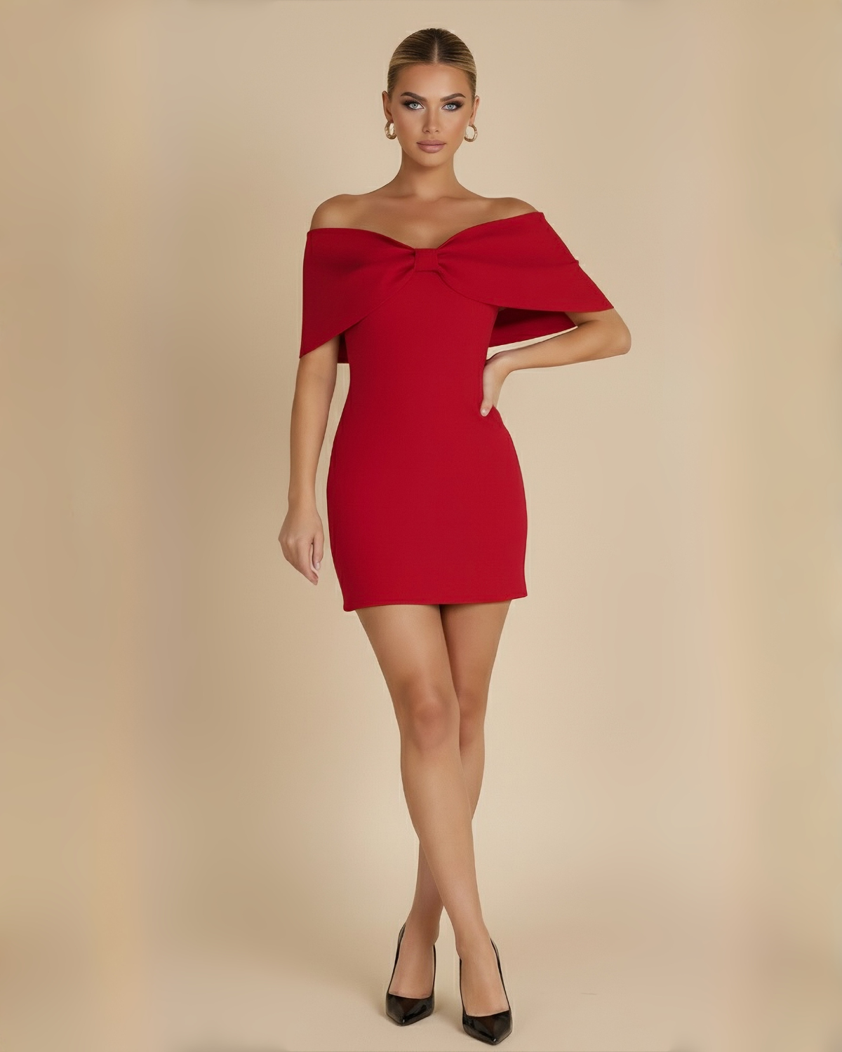 The Scarlett Bow Mini Dress - Red