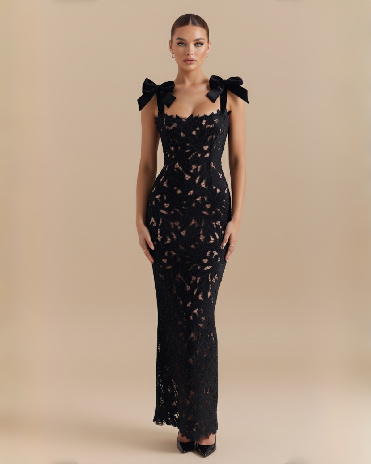 The Johanna Bow Detail Maxi Dress - Black