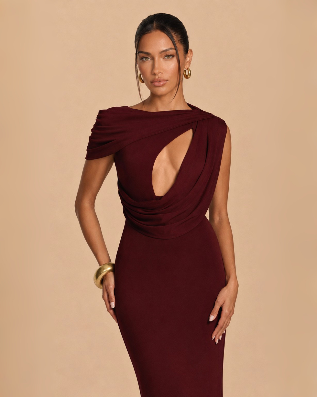 The Elowen Maxi Dress - Wine Red