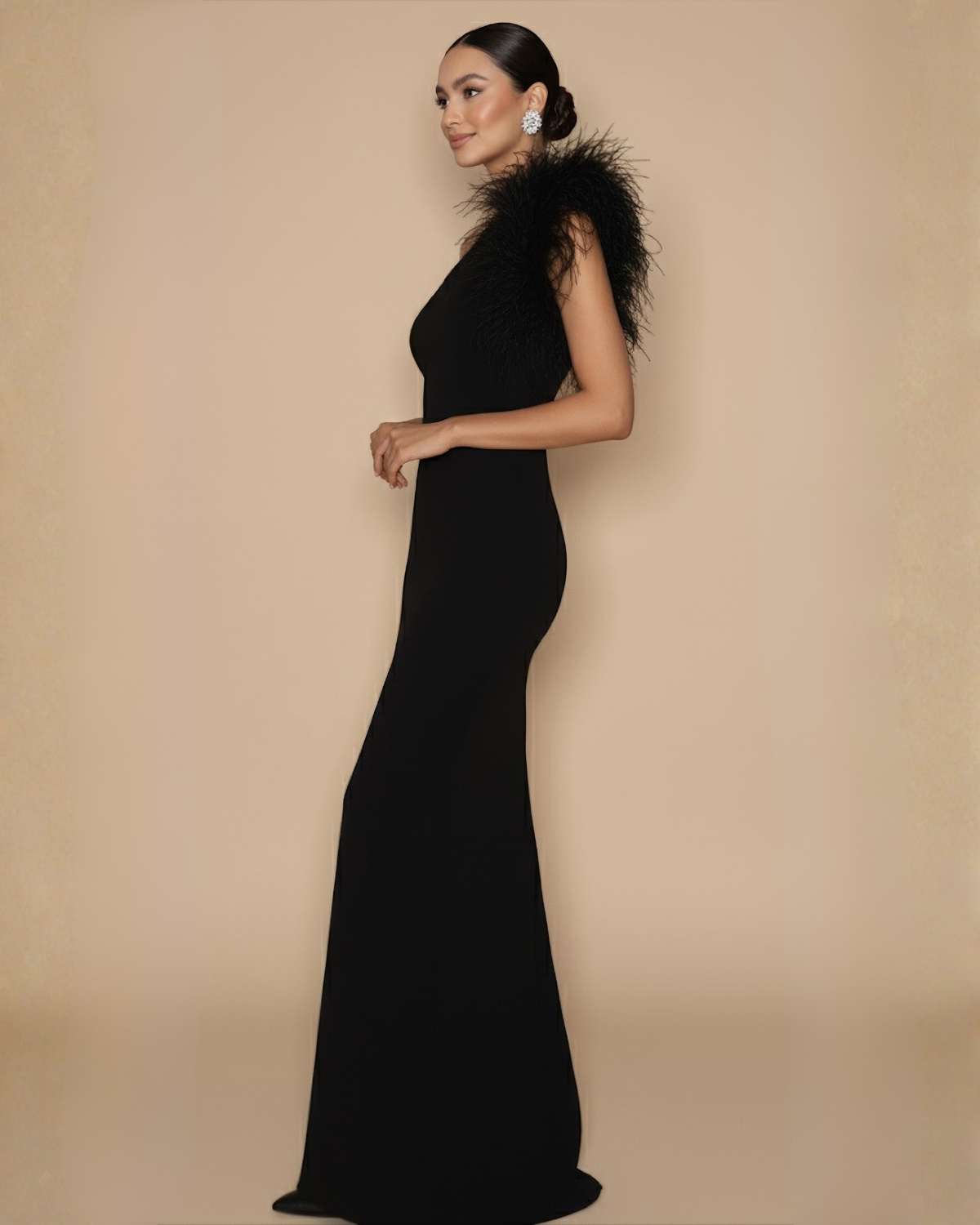 The Irina Feather Detail Maxi Dress